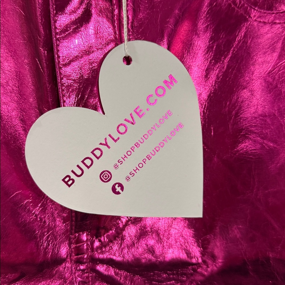 Buddy Love Metallic Electric Pink Pants 26 NWOT - Picture 4 of 9